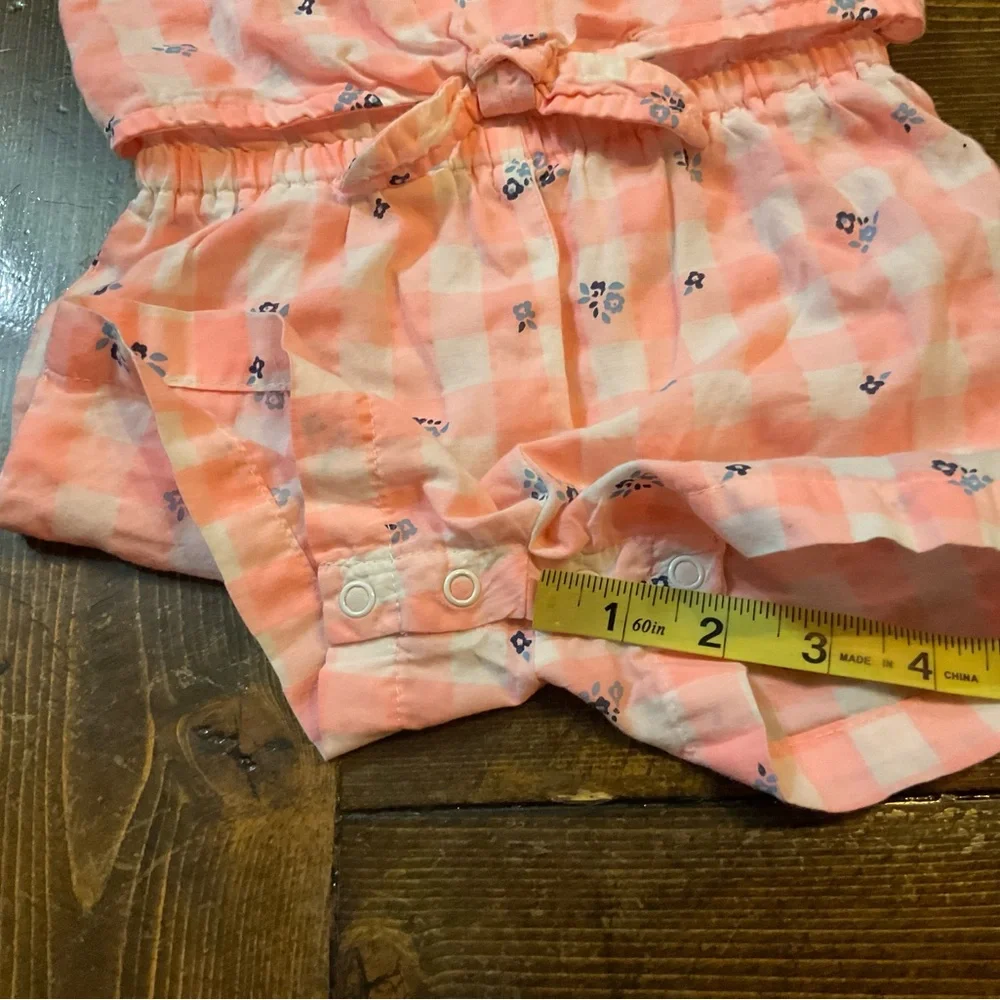 Carter's Pink and White Jumpsuit with Ruffled Sleeves